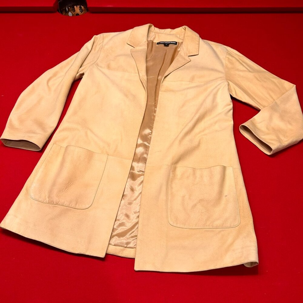 Ellen Tracy Butter Suede Three-Quarter Length Open Front Jacket Size 10